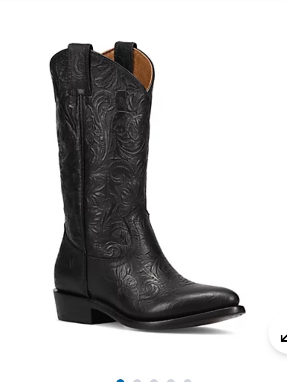 Frye Women’s Billy Black Floral Embossed Western Pull-on Cowboy Boot 8